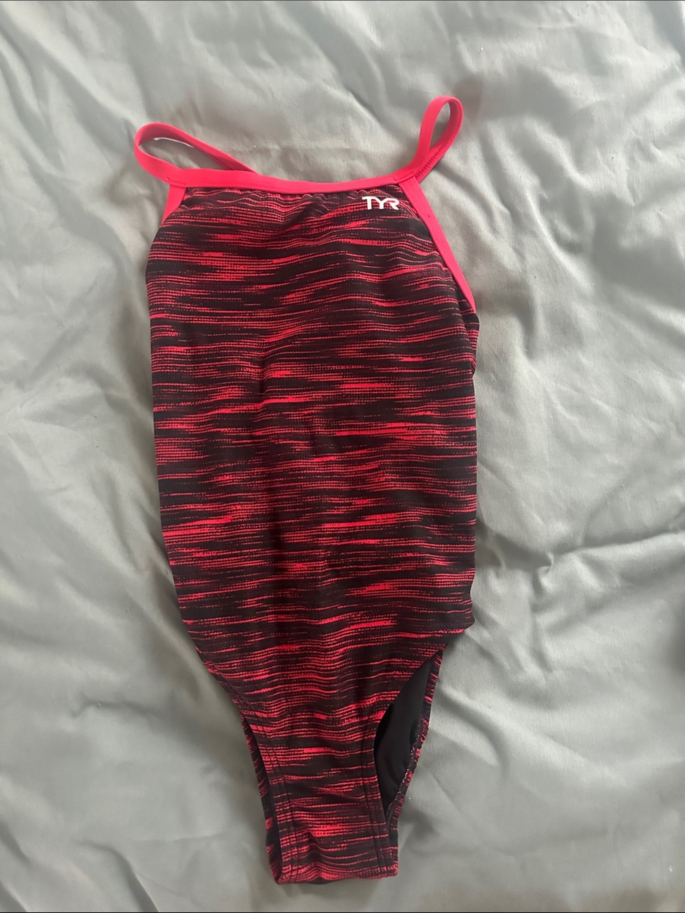 TYR Red and Black Space-Dye One-Piece Swim Suit